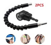 Power Tool-2Pcs Taladro de ángulo recto y puntas de eje flexible Extensión Portapuntas de destornillador