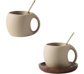 Taza de café de cerámica de boca ancha de 250 ml, creativa y única taza de café expreso para cafetería, té de la tarde, restaurante, oficina, familia