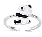 Bague argent enfant 'Panda' rose argenté (rhodié) - 10x8 mm 44 blanco