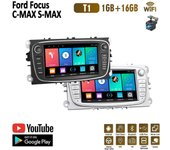 Reproductor de vídeo multimedia para coche Android 2 DIN Auto Radio para Ford Focus Mondeo C-MAX S-MAX Galaxy II Kuga 7  HD pantalla MirrorLink GPS 1 + 16GB negro