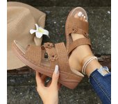 Sandalias de cuña de verano para mujer, zapatillas ortopédicas de primera calidad con punta abierta, zapatos Retro de plataforma informales de cuero antideslizantes Vintage para mujer 36 negro