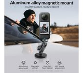 TELESIN CMM-001 Soporte magnético para cámara Aleación de aluminio Doble cabezal giratorio de 360 ​​grados con deportes negro