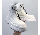 Botas Martin para hombre, diseño con personalidad, suela gruesa, estilo locomotora, con punta redonda, con cordones, estilo Derby, 22318-J 44 negro