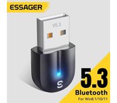 Adaptador USB Bluetooth 5.3 Essager Receptor de audio auxiliar Transmisor para PC Altavoz Caja de sonido para computadora portátil Ratón inalámbrico Transmisor USB Bluetooth 5.3 negro