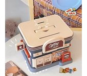 Hucha de plástico con forma de tienda creativa, caja fuerte con llave, caja fuerte para estudiantes, hucha portátil, tarro de ahorro para niños y adultos, regalo