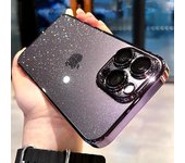 Funda de teléfono de lujo con purpurina galvanizada para iPhone 11 12 13 14 15 16 Pro Max Plus, carcasa ultra transparente a prueba de golpes iPhone 14 Pro Max negro