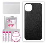 Adhesivo protector de piel para la parte trasera compatible con Apple iPhone 11, película envolvente, lámina, vinilo - Patrón de panal negro