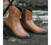 Botas altas de vaquero estilo western para hombre, botas de cuero genuino con punta en punta y caballero 38 negro