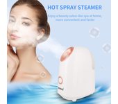 TEWIRROW vaporizador Facial humidificador Facial de niebla caliente hogar Sauna SPA rociador de niebla Nano iónico suplemento de agua rociador Facial EU Plug blanco