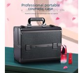 Caja de Maquillaje y Herramientas de Gran Capacidad con Doble Apertura, Aleación de Aluminio, para Tatuaje, Pestañas, Suministros para Uñas