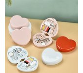 Mini kit de costura portátil para viajes, cajas de almacenamiento con botones, alfileres, herramientas de costura hechas a mano, tijeras, dedales, agujas, hilos color rosa