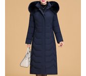 Abrigo largo de talla grande XL-6XL para mujer de mediana edad, abrigos gruesos y cálidos de invierno con capucha, elegantes chaquetas holgadas con cuello de piel sintética para mujer XL rojo
