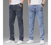 Vaqueros elásticos de seis bolsillos para hombre: nuevo estilo de primavera, tendencia juvenil, pantalones casuales. 28 (21 inches) negro