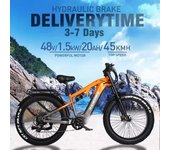 Bicicleta eléctrica RANDRIDE YX80 con motor sin escobillas de 1500 W, batería de 48 V y 20 Ah, neumáticos anchos CST de 26 x 4 pulgadas, velocidad de 50 km/h, freno hidráulico. naranja