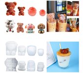 Molde de hielo de oso 3D, máquina de hielo de silicona, molde de jabón artesanal, herramienta de helado para whisky, vino, cóctel, café, zumo, decoración de pasteles 53*45mm