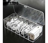 8 Grid Data Cable Storage Box Mobile Phone Charging Cable Charger Compartment Finishing Box Desktop Transparent Storage Box Anti-dust Box 25*8*4.5cm transparente