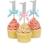 10 Uds. Número 1, primeros adornos para tarta con purpurina, postre, fiesta de cumpleaños, Cupcake azul/plata