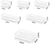 Caja de almacenamiento de escritorio transparente para cosméticos, papelería y vajilla con espejo