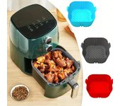 Freidoras de aire de silicona, bandeja para hornear, freidora de aire reutilizable, cesta de silicona, freidora de pollo frito para Pizza, revestimiento para sartén rojo