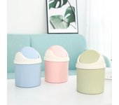 Mini bote de basura con tapa basculante para escritorio: pequeño cesto de basura de plástico para almacenamiento en el hogar y la oficina. color rosa
