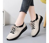 Zapatillas deportivas nuevas y superventas de 2024, zapatos de mujer, mocasines de plataforma con cordones, planos de cuero, tendencia primaveral, zapatos casuales para mamá Uxst 35 beige