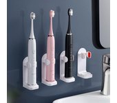 Soporte ajustable para cepillo de dientes eléctrico, Base de silicona antideslizante, montaje en pared, estante para el cuerpo del cepillo, adaptable al 99% blanco
