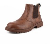 Zapatos de trabajo de seguridad impermeables para hombres, botas con cabeza de piel Chelsea, calzado masculino, botas de seguridad indestructibles para construcción 36