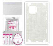 apgo Protective Skin Sticker for the back+sides compatible with Apple iPhone 13 mini, Full Wrap Film, Foil, Vinyl - Pattern White Fabric