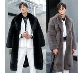 Otoño e Invierno nuevo abrigo de piel para hombre abrigo largo de piel de zorro de imitación con grasa añadida y lana agrandada para calidez y cortavientos informal 6XL