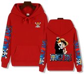 Sudadera con capucha de calle cálida de moda casual de alta calidad para hombre con estampado creativo de la bandera de One Piece de Luffy para otoño e invierno. S