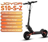 Patinete eléctrico Joyor S10-SZ: motor doble de 1000 W, batería de 60 V, apto para todo terreno con frenos hidráulicos para un viaje emocionante(SIN ABE) M negro