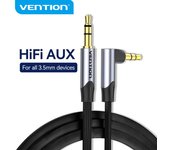Cable de Audio Vention de 3,5mm macho a macho, Audio estéreo, Cable de ángulo recto de 90 grados para auriculares de coche, MP3, MP4, Cable de 0,5 m, 1m y 1,5 m 50cm negro