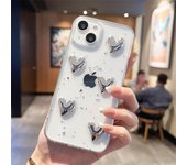 Funda de lujo con diseño de corazón 3D para iPhone 14, 13, 11, 12 Pro Max, X, XR, XS Max, 14, 7, 8 Plus, con lámina plateada brillante y suave de TPU. For iPhone 7 Plus beige