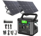 Generador de energía de central eléctrica 300W(Pico 600W) Cargador de banco de energía con generador solar SWAREY S160 de 222 Wh con 2 paneles solares de 100 W