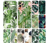 Funda de teléfono con diseño de hojas de árbol para iPhone 5, 5s, 2020, SE, 6, 6s, 7, 8 Plus, X, 10, XR, XS, 11, 12, 13, Mini Pro MAX, carcasa trasera de TPU negra iphone 5 5S SE 2016