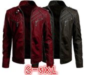 Chaqueta de cuero de alta calidad para hombre, chaqueta de moto estilo callejero para Otoño e Invierno XXXL negro