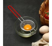 1 separador de clara de huevo en espiral de acero inoxidable, separador de yema de huevo portátil con mango largo, herramienta de cocina