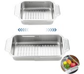 LMETJMA Colador de Fregadero Expandible Acero Inoxidable Escurridor de Platos para Fregadero Cesta Escurridora de Cocina Bandeja de Drenaje Organizador de Fregadero JT318