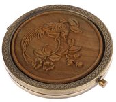 Espejo de maquillaje de madera portátil con aumento, espejo compacto retro, espejo de bolsillo plegable, regalo para mujer A6