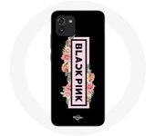 Coque pour Samsung Galaxy A03 Blackpink Groupe de K-pop Logo Noir Rose Fond Noir