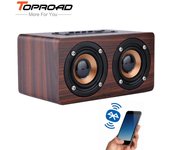 TOPROAD Altavoz Bluetooth inalámbrico de madera 10W altavoces estéreo portátiles de graves rojo