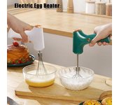 Batidor de huevos eléctrico inalámbrico con cabezal mezclador doble, batidor de mano portátil de 3 velocidades para pasteles, pan, postres, batidora de mano blanco