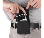 Funda de nailon impermeable con clip para cinturón para teléfono, riñonera para hombre para Samsung Galaxy Z Flip5 Flip4 Flip3 5G, Oppo Find N2 Flip Moto Razr Samsung Galaxy Z Flip negro