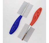 Peine de dos caras para perros, cepillo para quitar el pelo, peine antipulgas, suministros para mascotas, peine de dientes finos para mascotas, herramienta de limpieza, cepillo para perros y piojos. One Size rojo