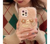 Funda de teléfono Ins coreana con dibujos animados 3d de felpa, color rosa, para Iphone 13, 12, 11 Pro, Xs Max, X, Xr, 7, 8 Plus, funda trasera suave a prueba de golpes para invierno For iPhone XS Max