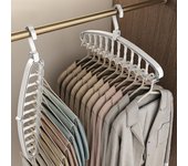 Percha de ropa plegable giratoria, organizador de armario, tendedero de ropa con múltiples puertos, perchas de plástico plegables con 11 orificios para guardar bufandas blanco