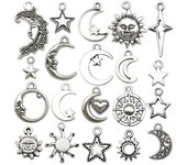 Colgantes vintage de plata con sol, luna y estrella para collares y pulseras DIY