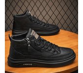 Zapatillas de deporte para hombre, botines negros a la moda de primavera, zapatos planos informales, zapatillas cálidas de invierno, botas de lujo a prueba de agua para hombre 39 negro