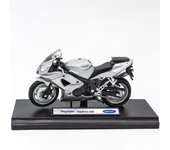 Welly Mini motocicleta a escala 1/18 2004 Triumph Daytona 600, miniaturas de modelo, bicicleta deportiva, juguetes para niños, color plateado 1/18-Size:12*6.5*4cm plata
