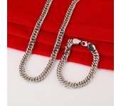 Conjunto de joyería de pulsera y collar de cadena de 10 mm para hombre, clásico, de plata esterlina S925, 20/24 pulgadas, regalo de boda y fiesta de moda 60cm and 20cm plata